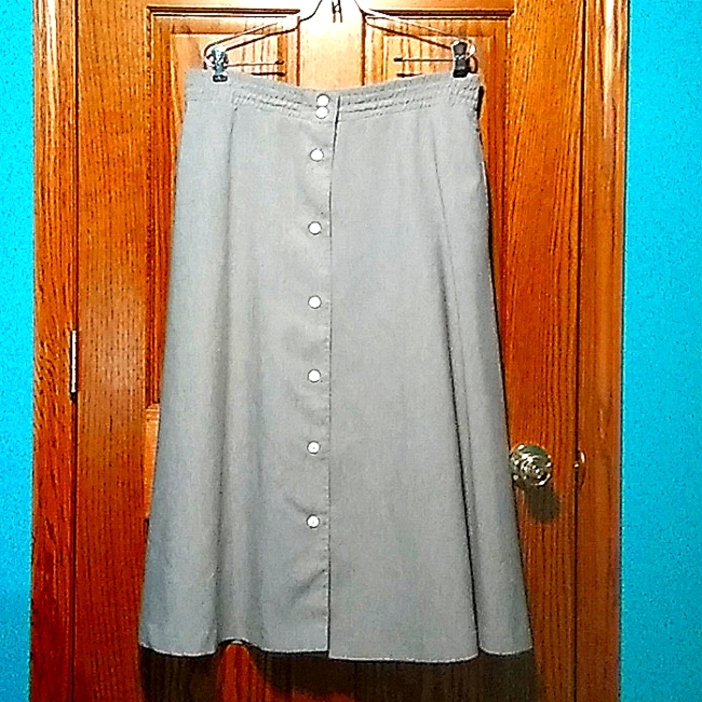 Grey womens button down maxi skirt